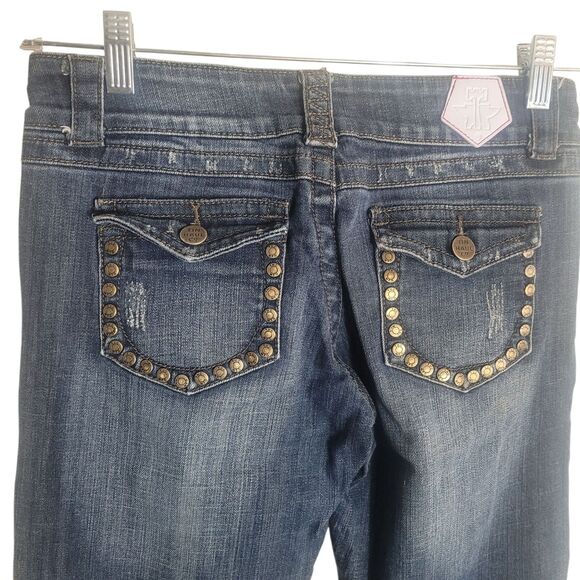 Tin Haul Wide Leg Jeans Women's 28 L Blue Denim Distressed Embellished Western - Picture 6 of 14